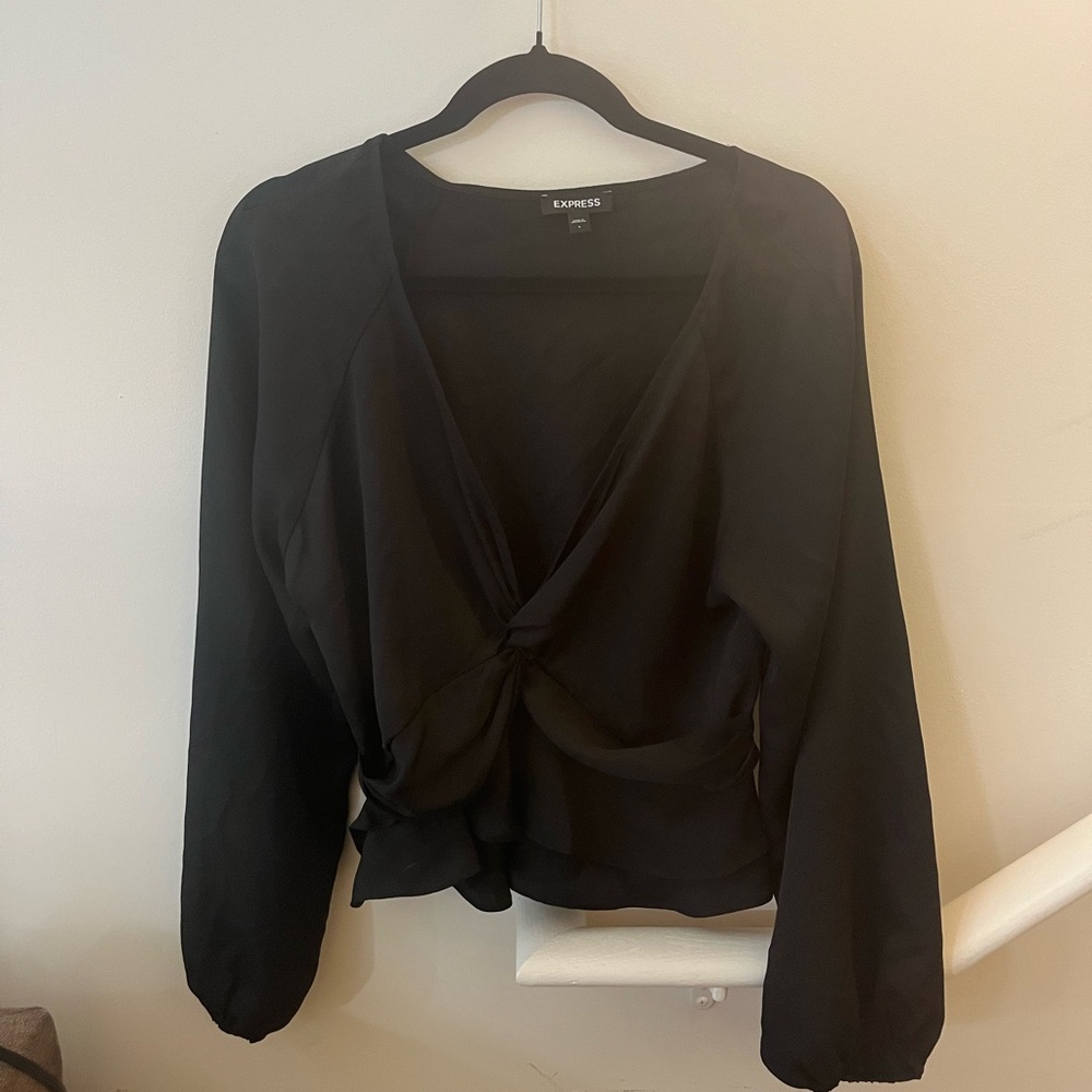 Express Women's Black Knot Top | Size L